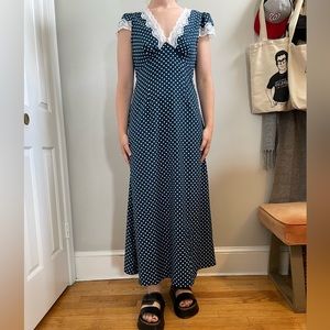 Blue polka-dot maxi dress, Rihoas, size medium, never worn